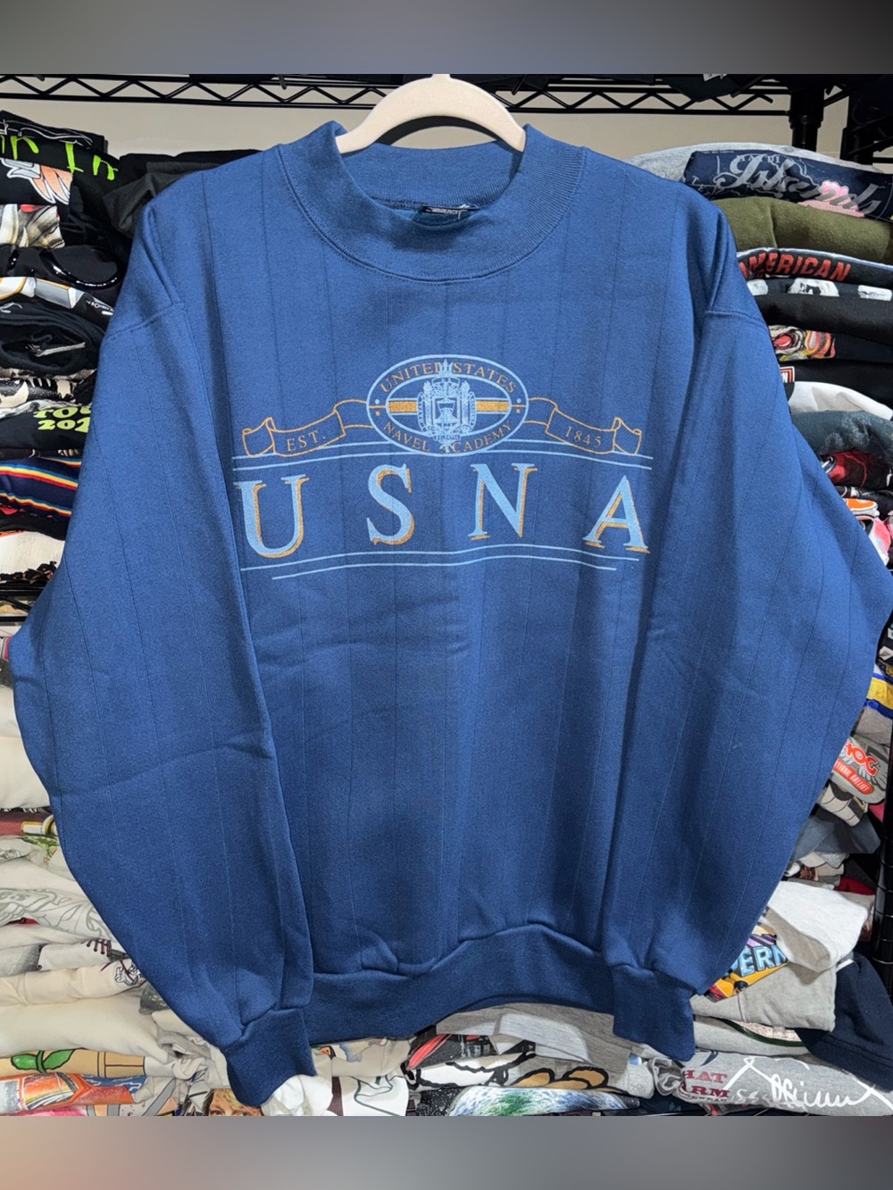 Vintage 90s NWOT US Naval Academy Blue Crewneck Size Large